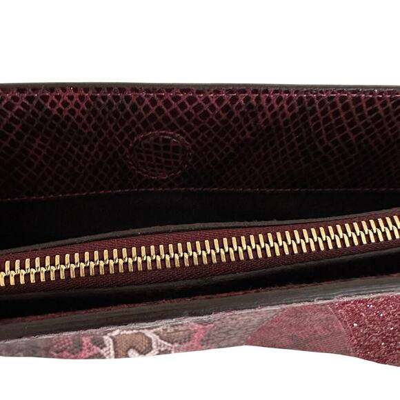Stella McCartney Vegan Snakeskin Patchwork Clutch Pouch – Burgundy Statement Bag - Picture 6 of 16